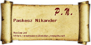 Paskesz Nikander névjegykártya